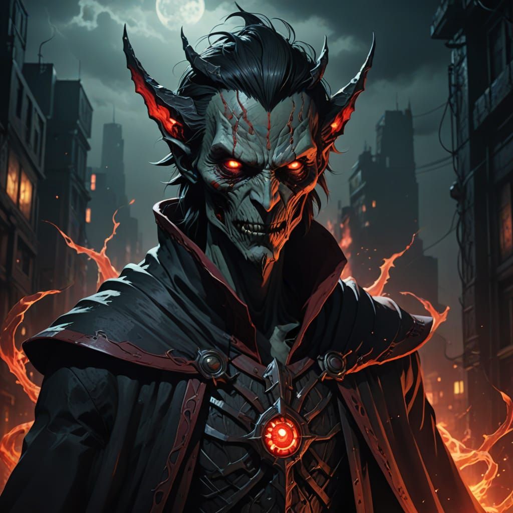 Surreal Demonic Creature in Vibrant Anime Style