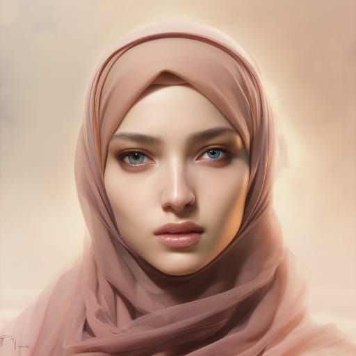 Heavenly Beauty with Hijab: Hyperrealistic Portrait