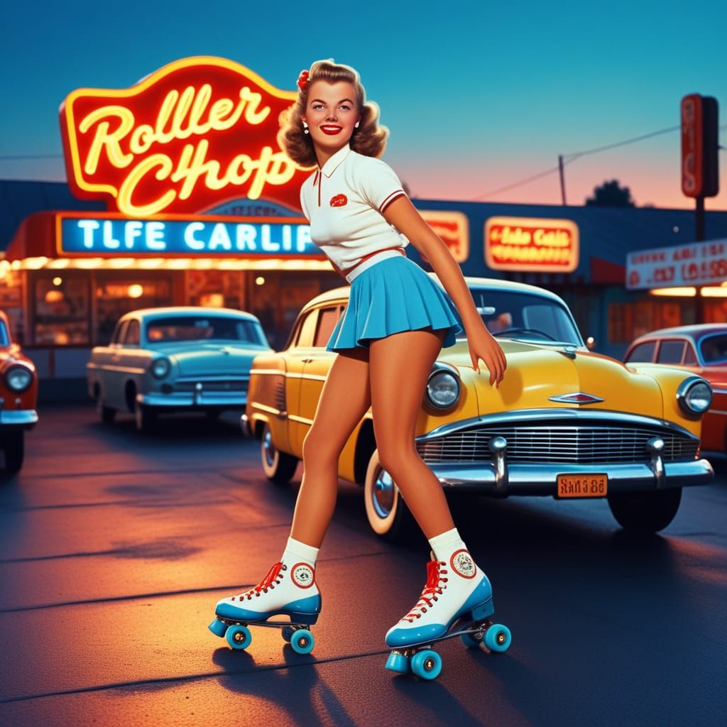 Retro Carhop Brings Food to 50s Drive-In