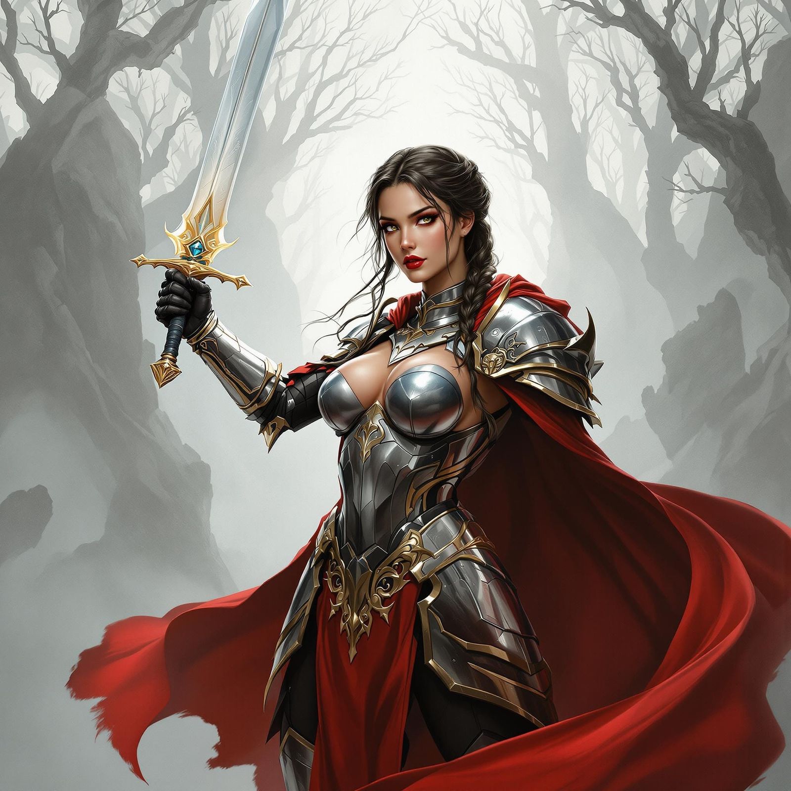 Fantasy Warrior in Dramatic Lighting: Realism Art