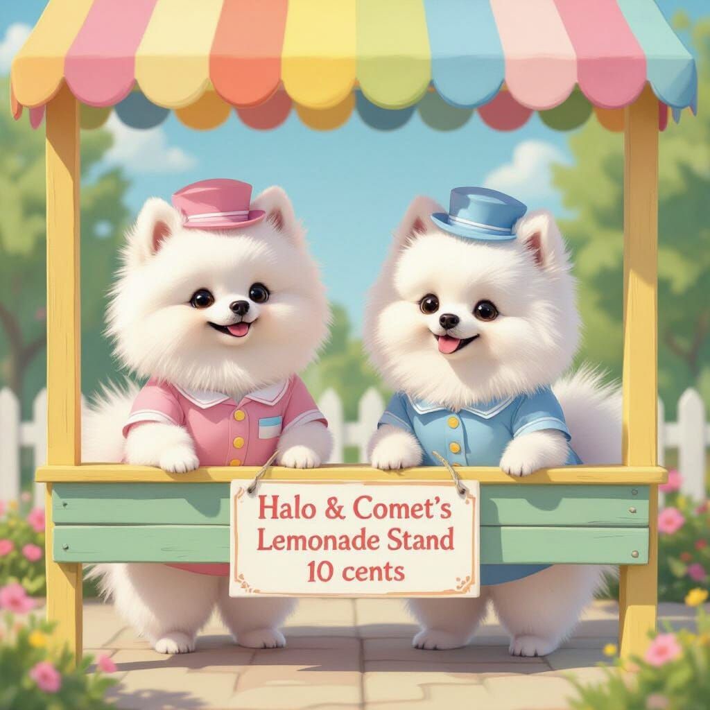 Pomeranians Run Whimsical Lemonade Stand