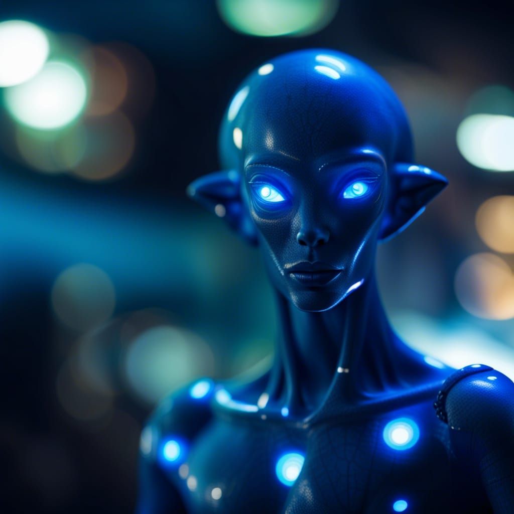 Blue Extraterrestrial Humanoid Radiating Goodwill