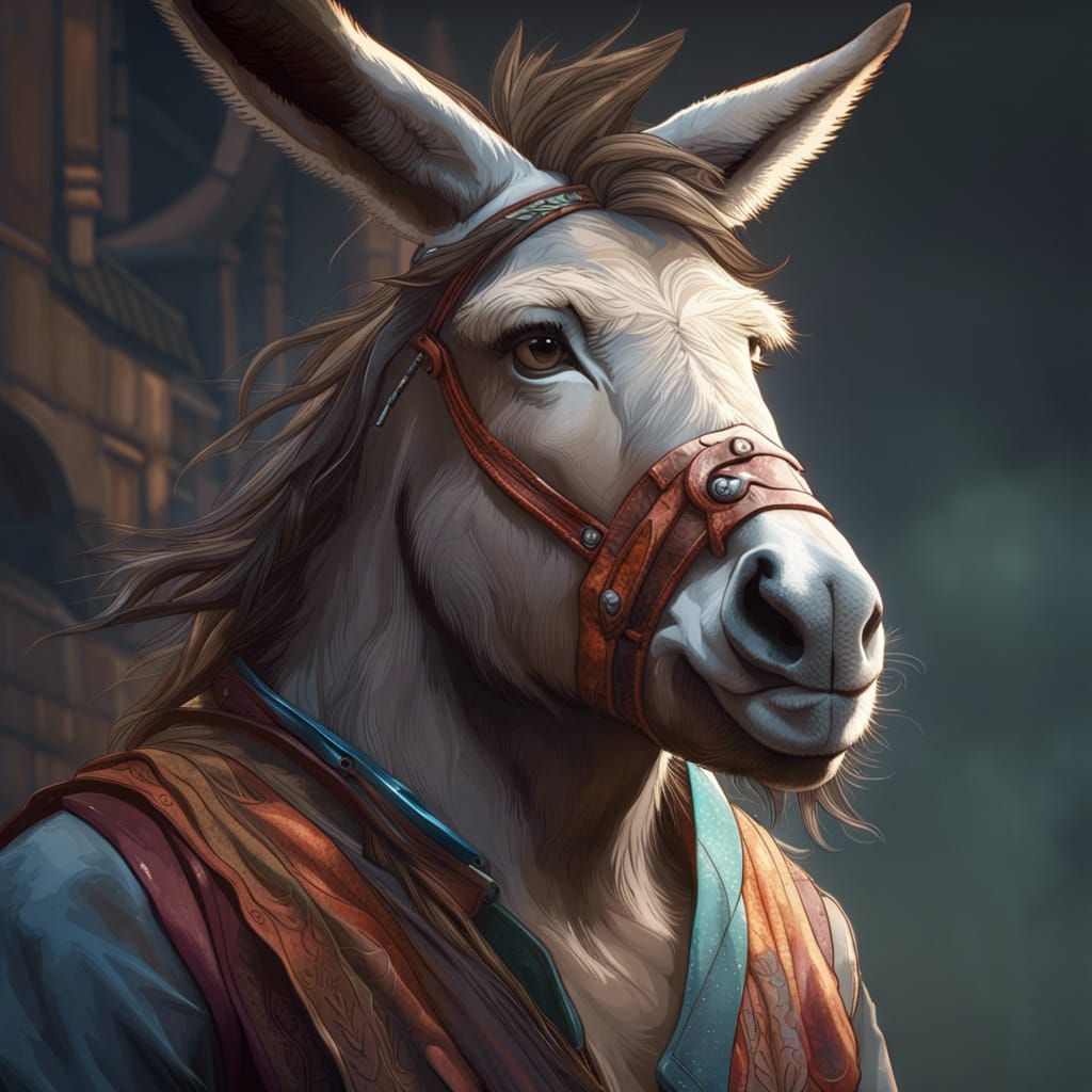 Detailed Donkey Portrait in Hyperrealistic Style