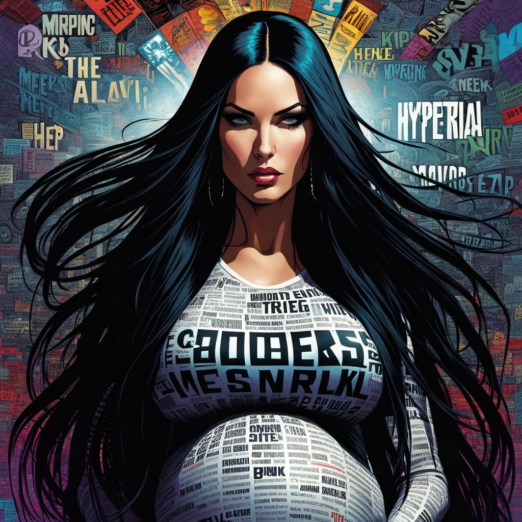 Pregnant Woman Portrait in Comic Book Style