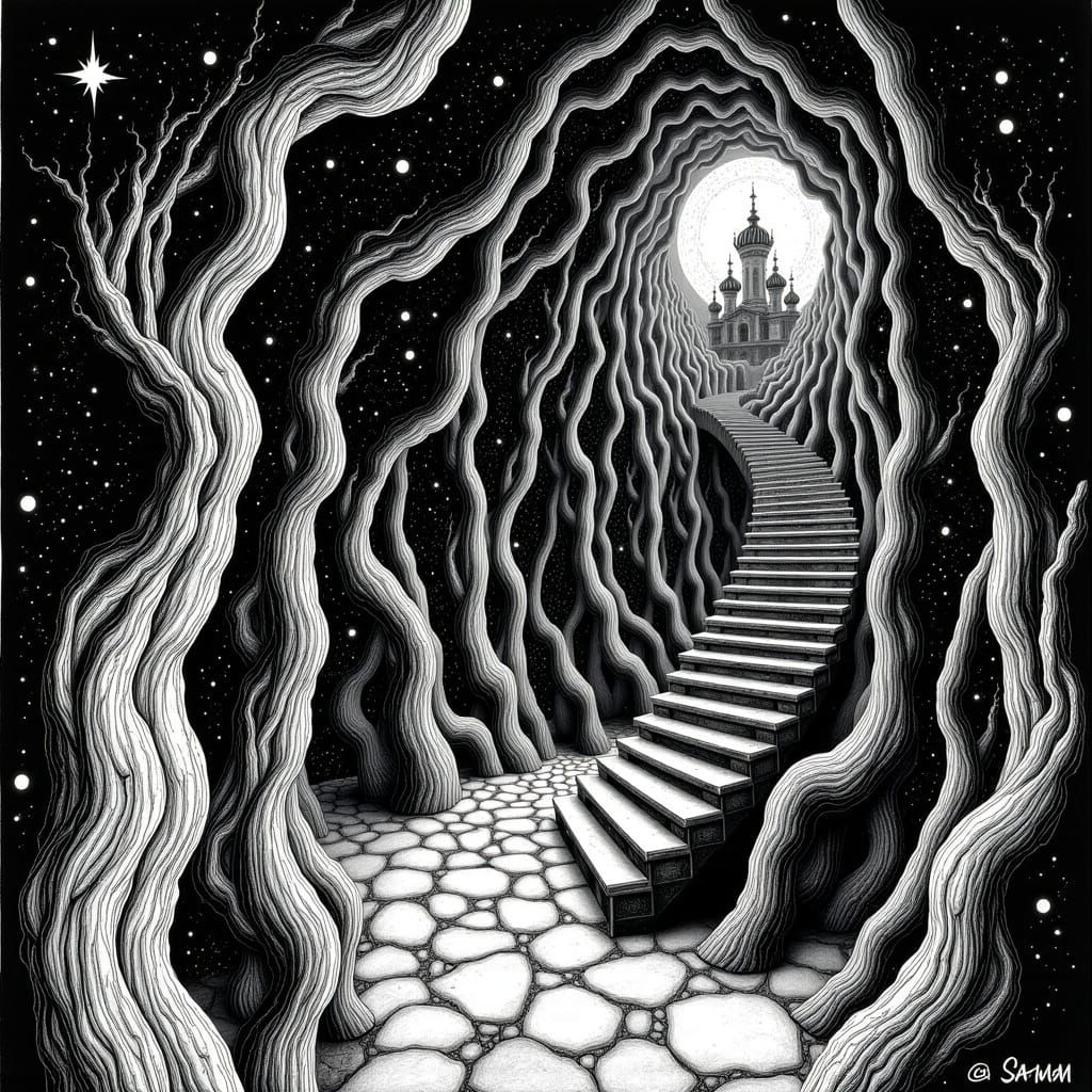 Infinite Staircase in Escher Artscape Style