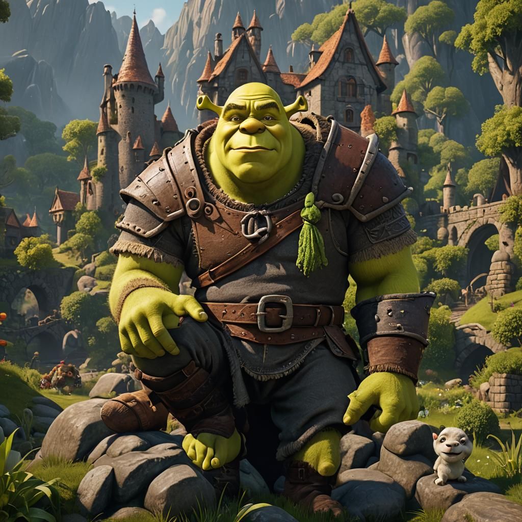 Shrek in Detailed Matte Painting Style