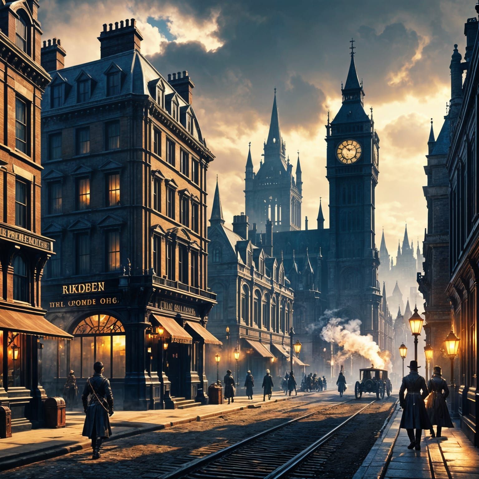 Gothic Dieselpunk Victorian London Landscape