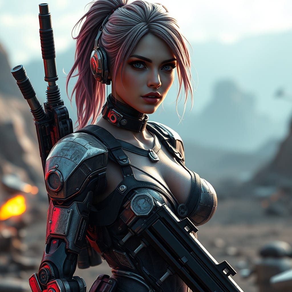 Cyberpunk Goddess in Post Apocalyptic Metal Armor