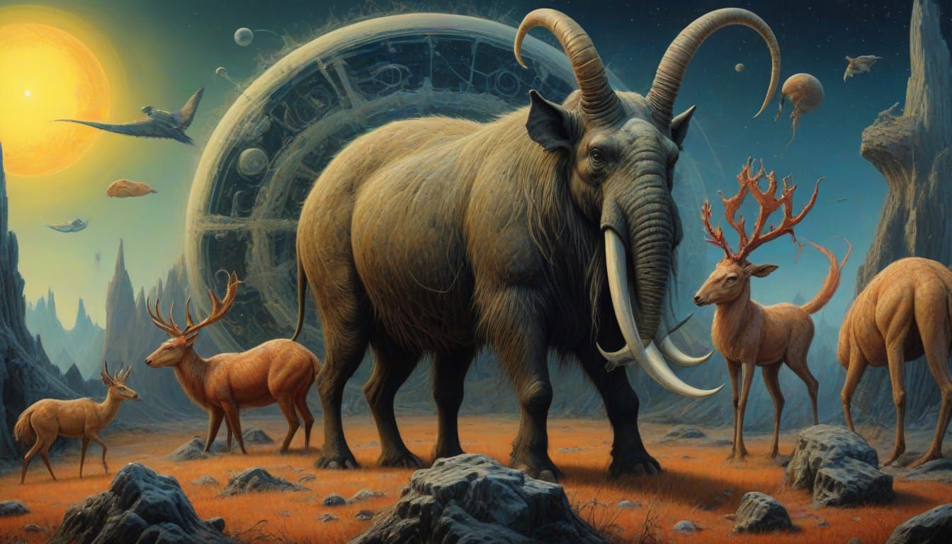 Surreal Fantasy Painting of Ayahuasca-Influenced Cryptid Rei...