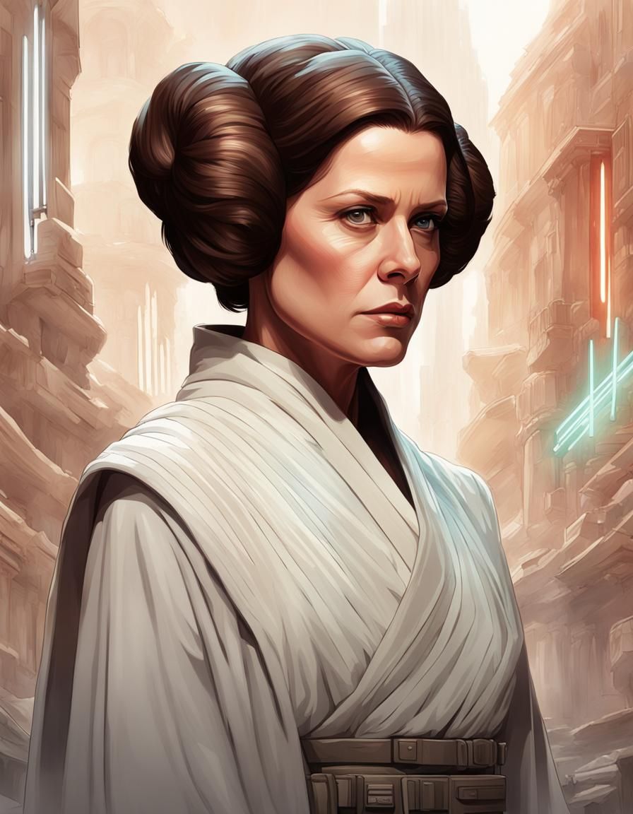Sigourney Weaver as Princess Leia: Hyperdetailed Portrait