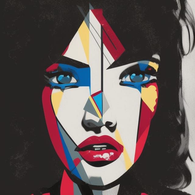 Pop Art Portrait in Geometric Bauhaus Style