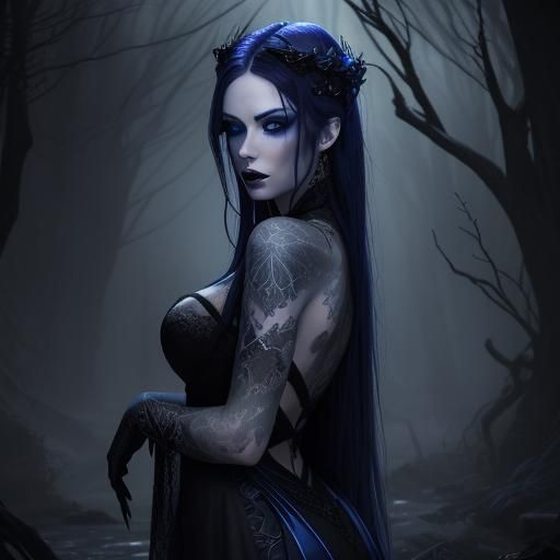 Iridescent Gothic Temptress in Hyperrealism Style