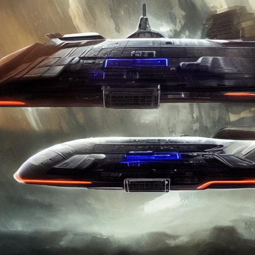 Massive Submarine Spaceship in Deep Space