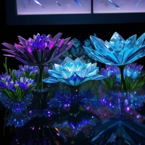 Glass and Crystal Flower Art