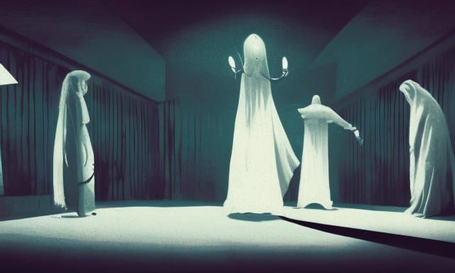 Vintage Ghost Séance in Asian Horror Style