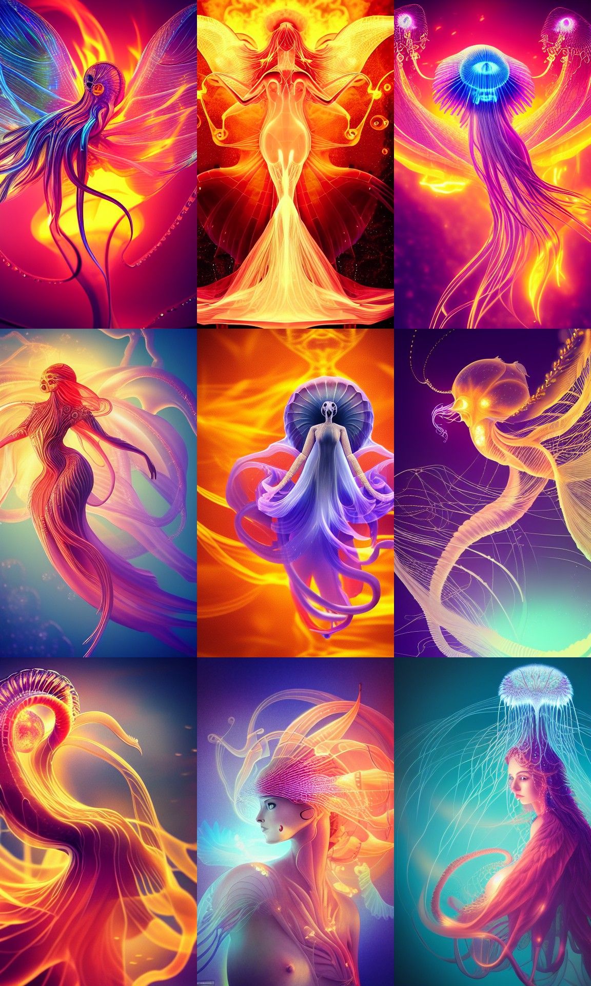 Cybernetic Jellyfish Princess in Epic 3D Style