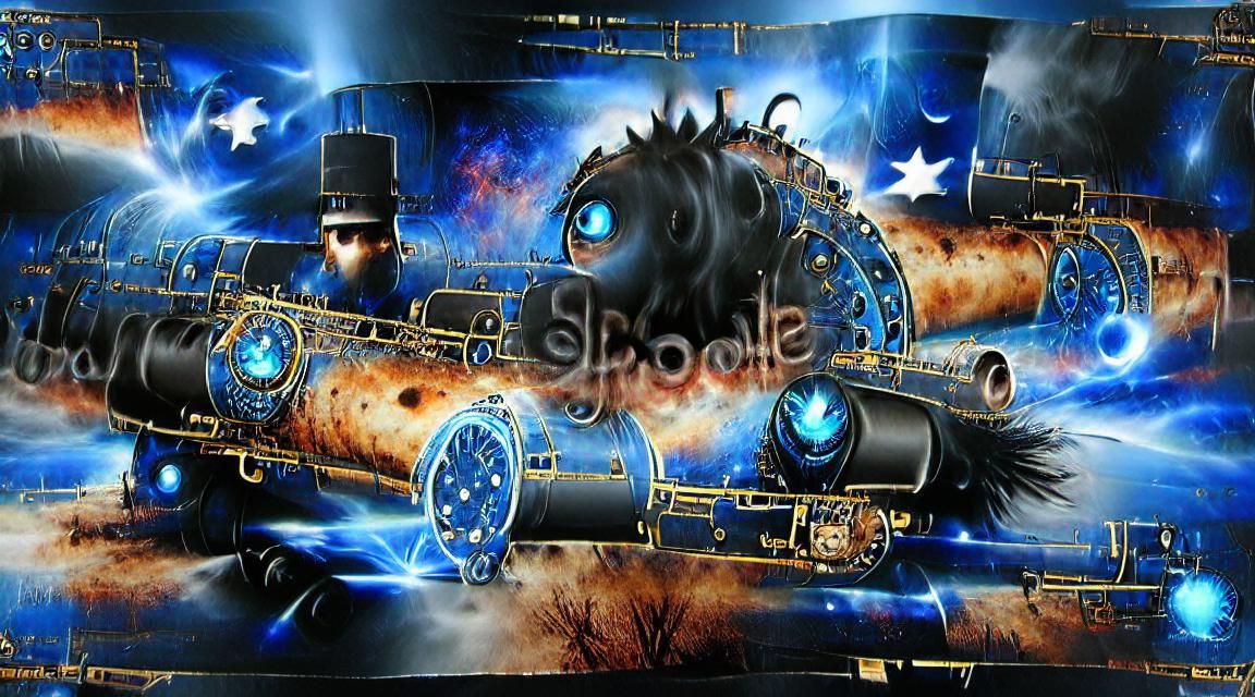 Steampunk Space Locomotive Poster Art