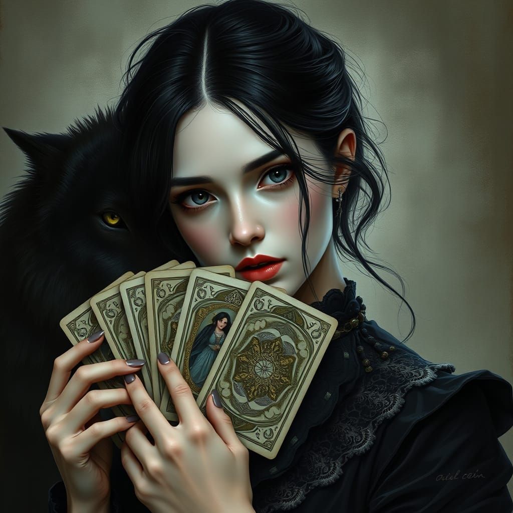 Enigmatic Mystic Woman Confronts the Shadows