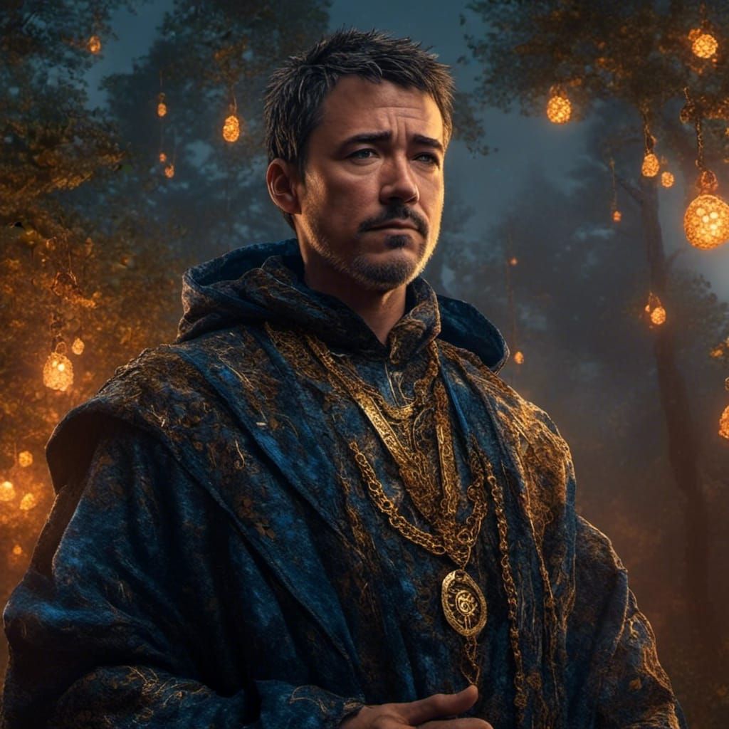 Sorcerer in Embroidered Robe: Fantasy Concept Art