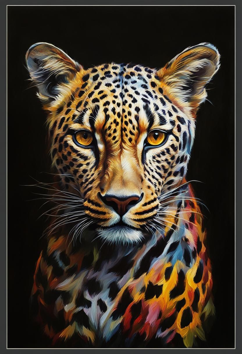 Colorful textured leopard