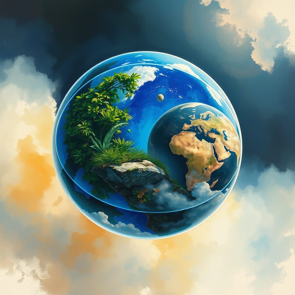 Vibrant Planets in Watercolor Gouache Style