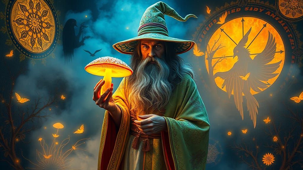Cosmic Wizard in Ethereal Realms