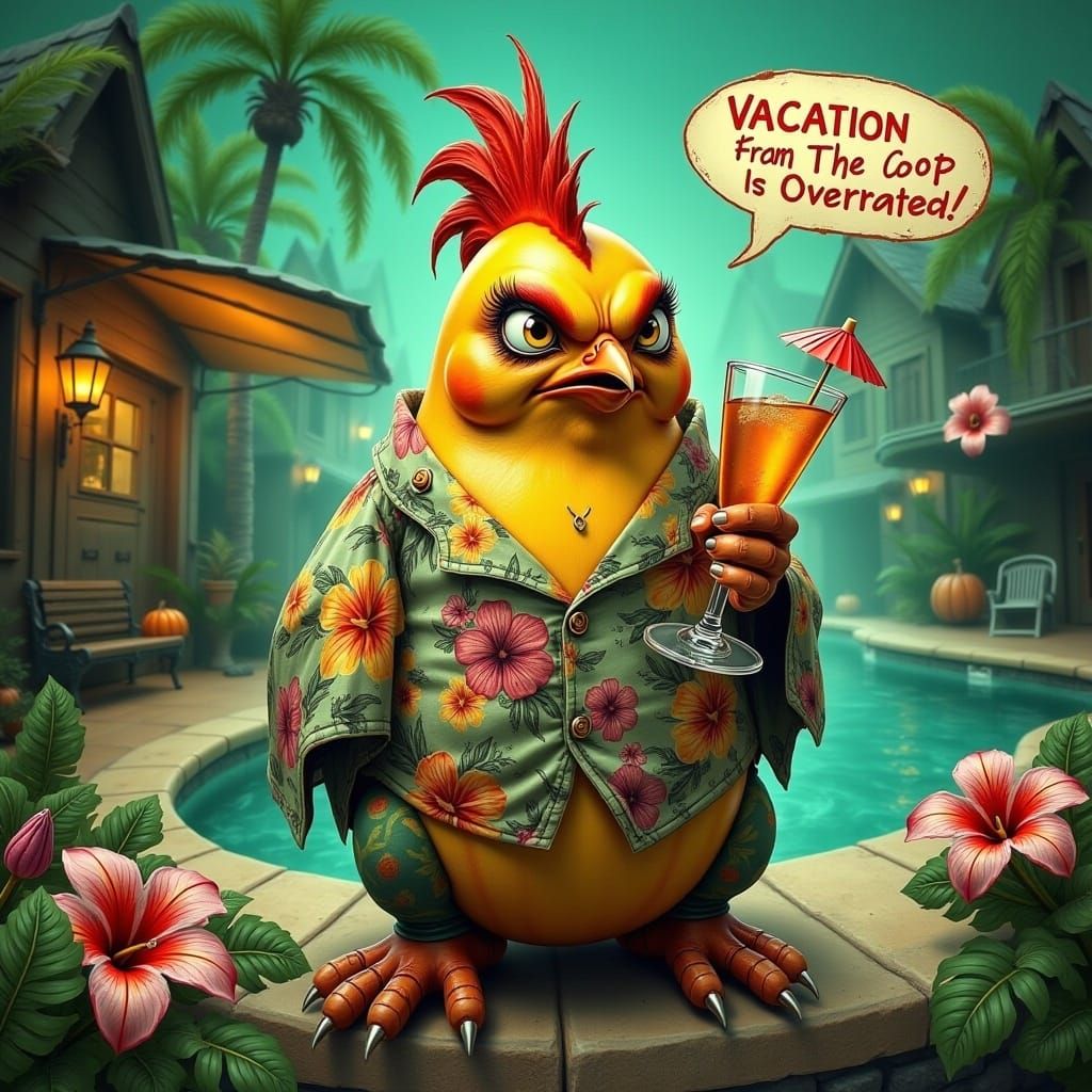 Frustrated Egg on Vacation, Fauvist Painting