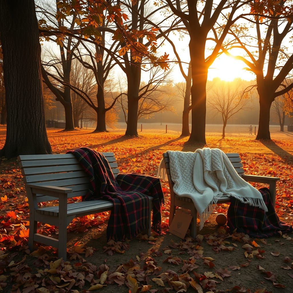 Autumn Landscape with Golden Light and Rustic Charm