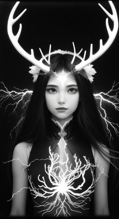 Photogram of Antlered Man and Earth Goddess