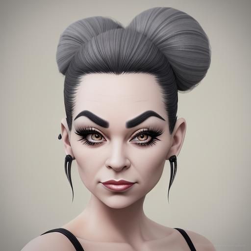 funny caricature of a very sophisticated woman with false ey...