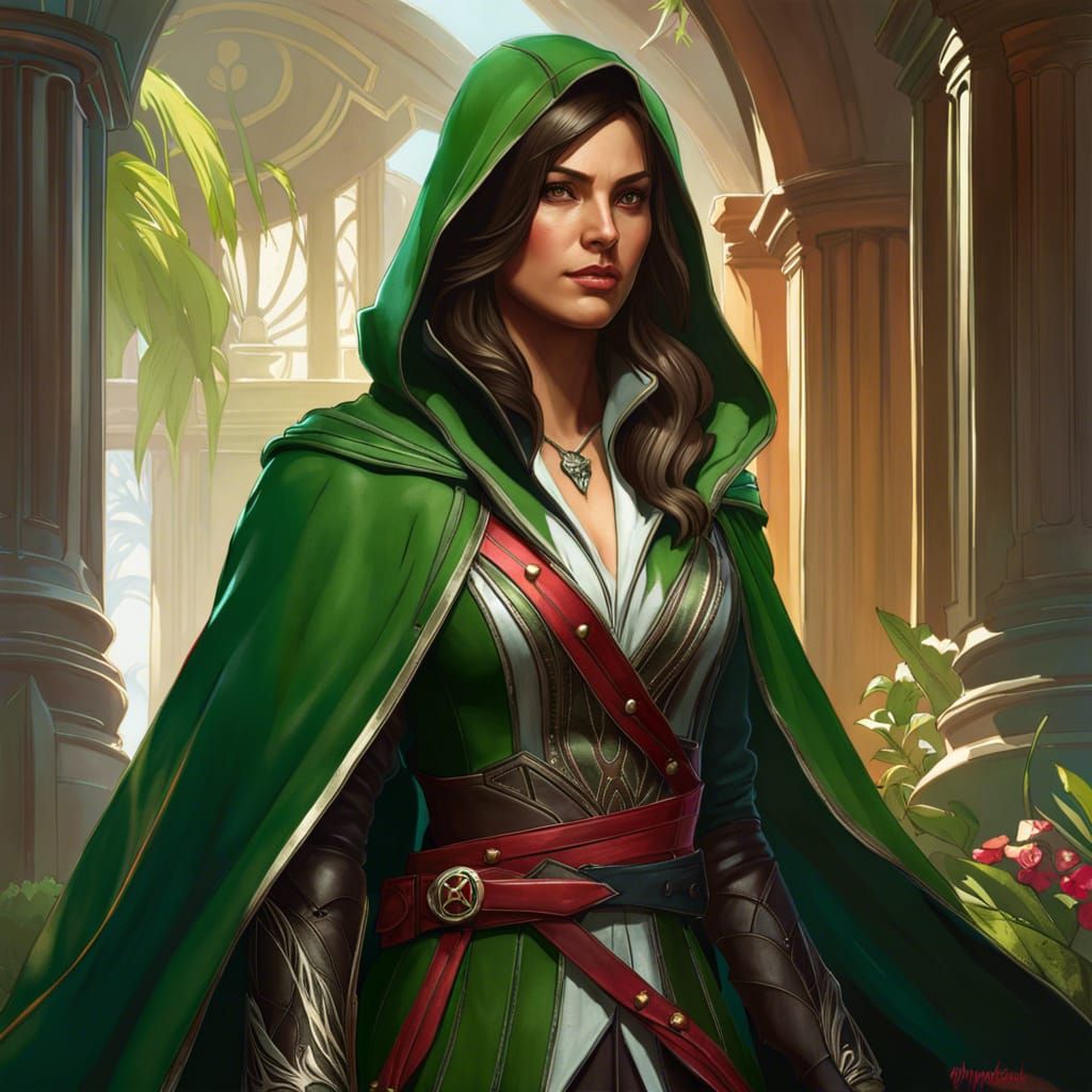 Assassin's Creed Inspired Portrait in Art Nouveau Style