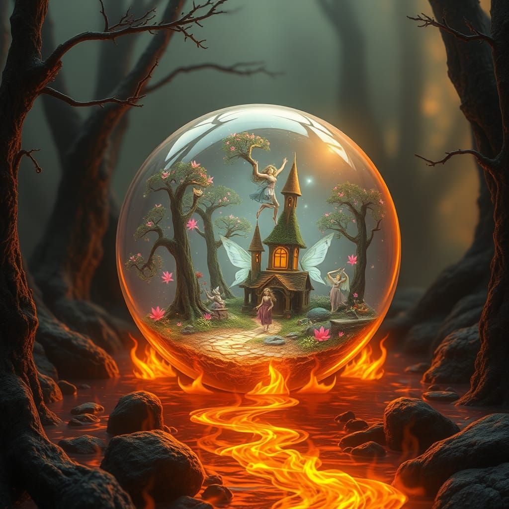 Magical Fairy Land in Glass Orb