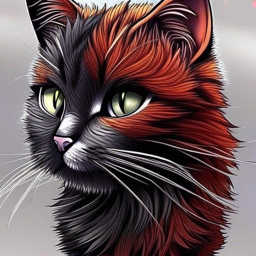 Detailed Anime Portrait of a Chibi Cat