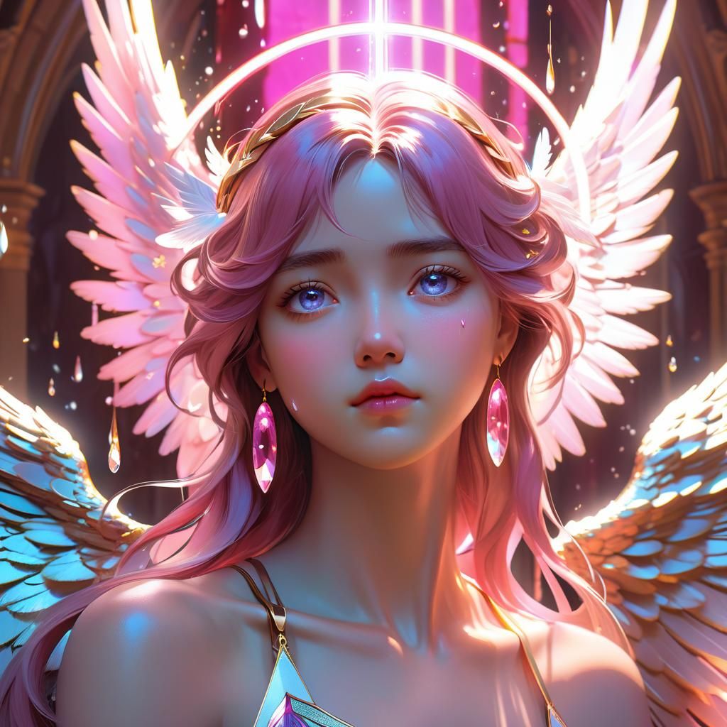 Pink Holy Angel Watching the World