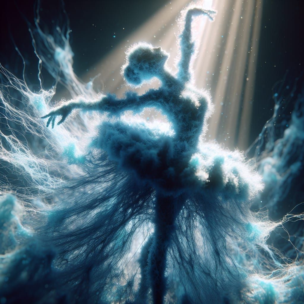 Blue Plasma Ballerina Figurine in Digital Art Style