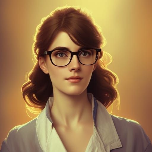 Shy Librarian Portrait in Hyperdetailed Digital Art