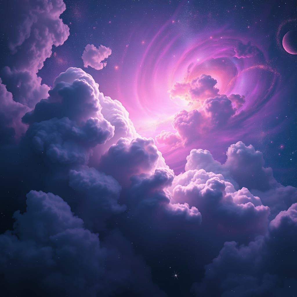 Cosmic Storms in Vibrant Hues, Swirling Vortex of Purple and...