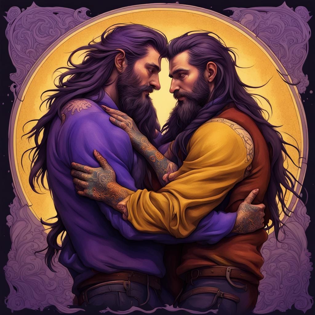 Tattoo Art of Two Men Embracing