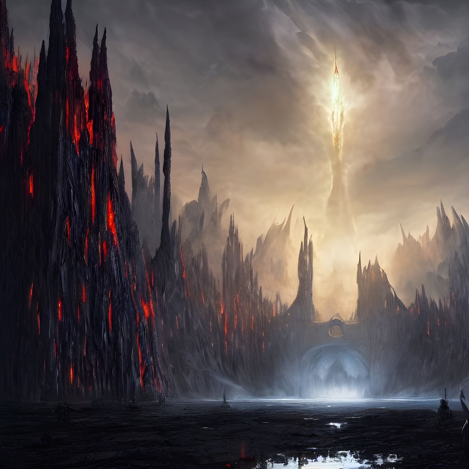 Monumental Black Gate of Mordor in Epic Style