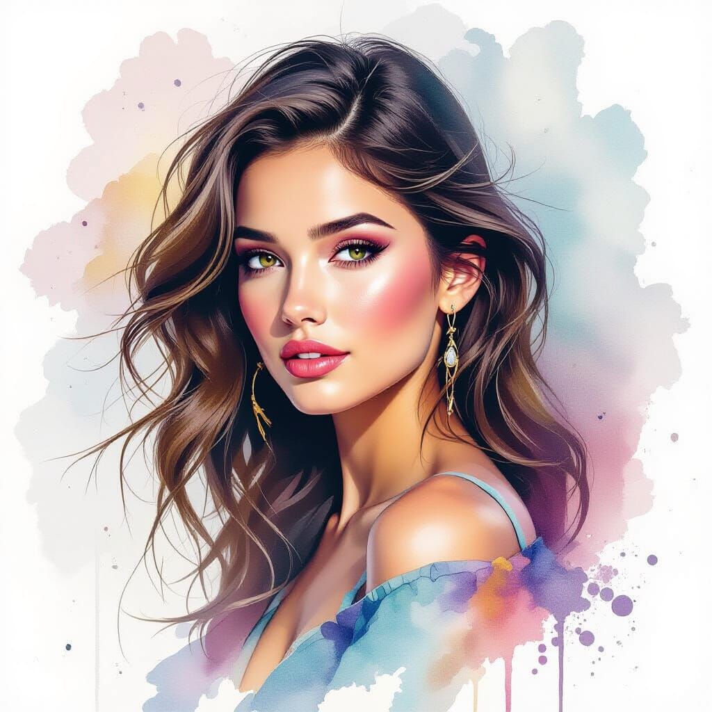 Ethereal Watercolour Portrait in Expressive Style