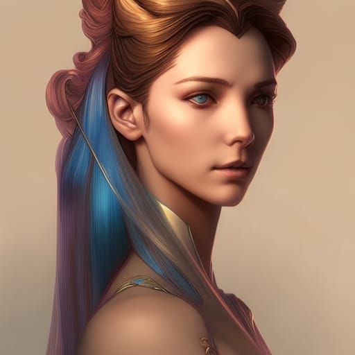 Disney Princess Pencil Portrait in Art Nouveau Style