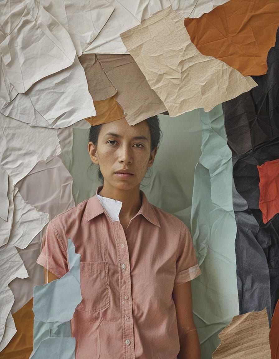 Emotional Collage of Migrant Workers in Abstract Style