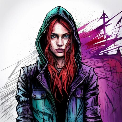 Dystopian Assassin in Dark City: Graphic Novel Art