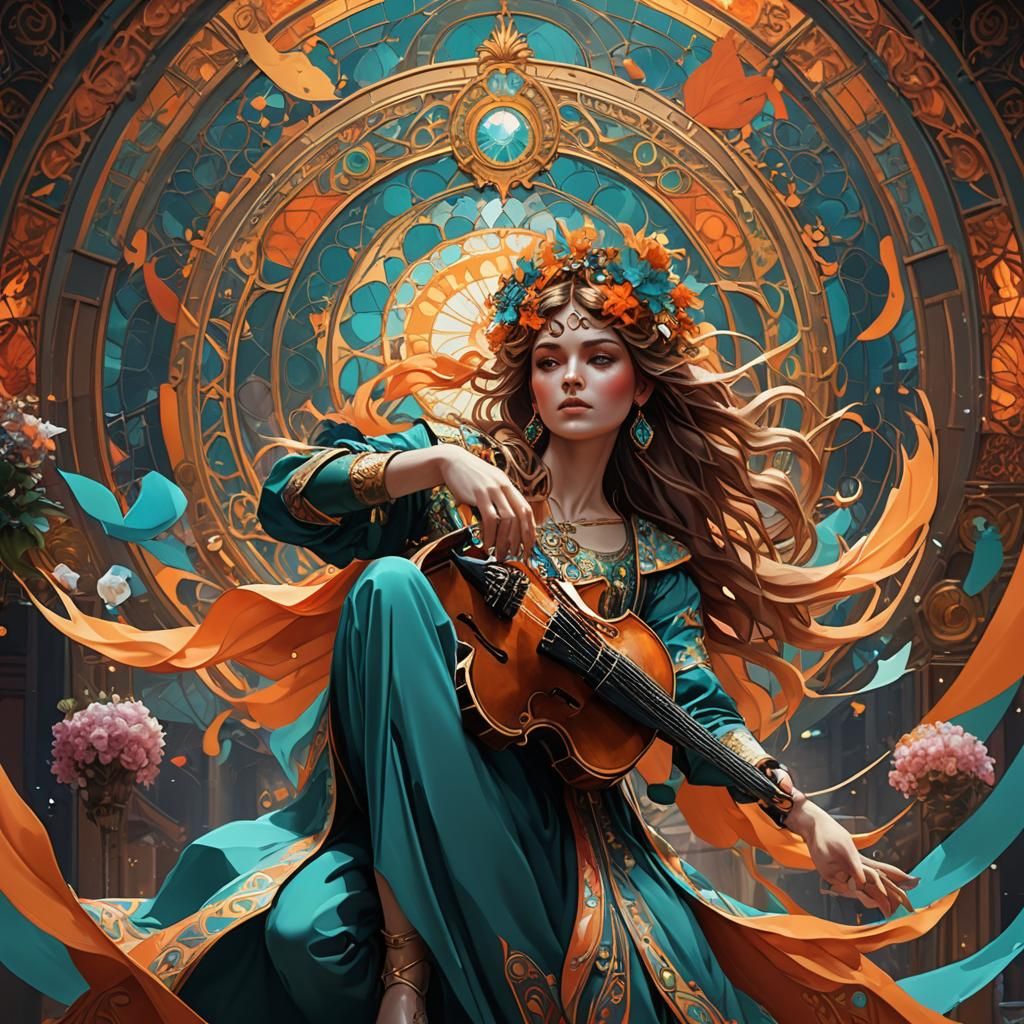 Eurovision Stage: Hyperdetailed Concept Art in Art Nouveau S...