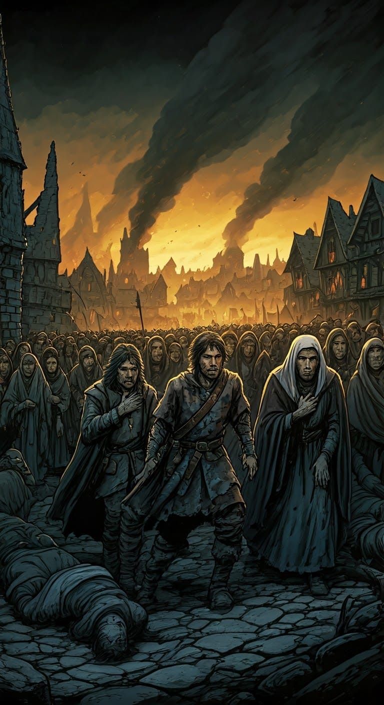 Dark Fantasy Refugees in 1970s D&D Style