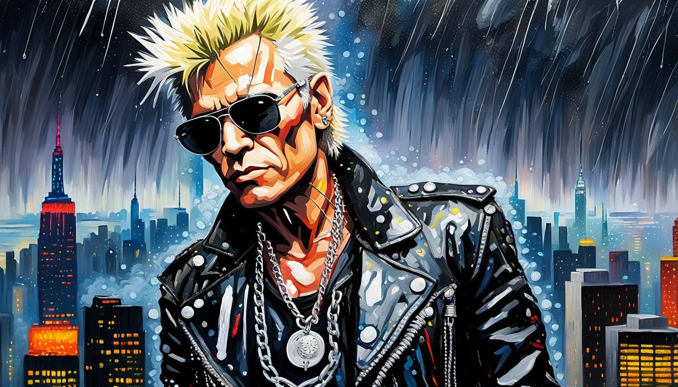 Pop Art Portrait in Rain with Acrylic Paint Drip