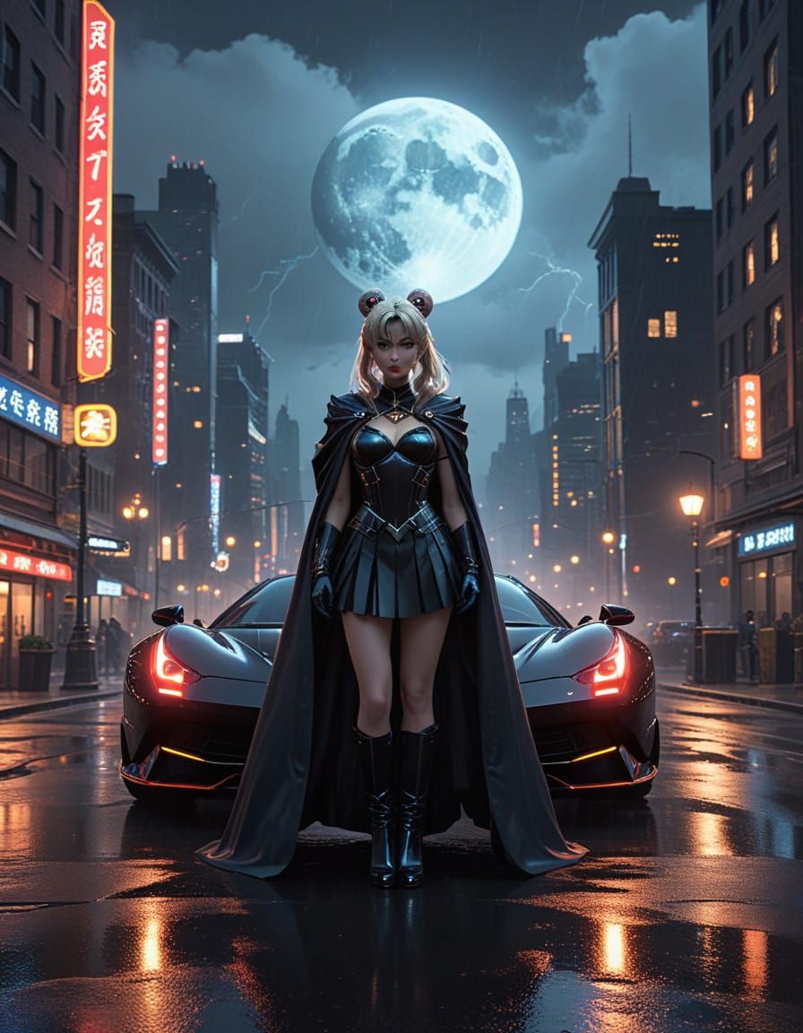 Gothic Sailor Moon Dominates Gotham City Nights