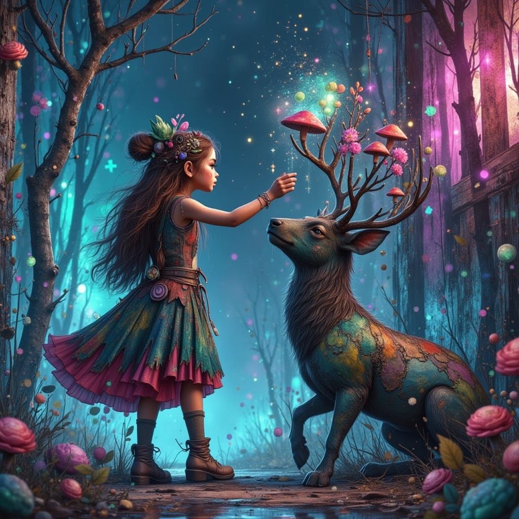 Trashpunk Troll and Mystical Deer Encounter