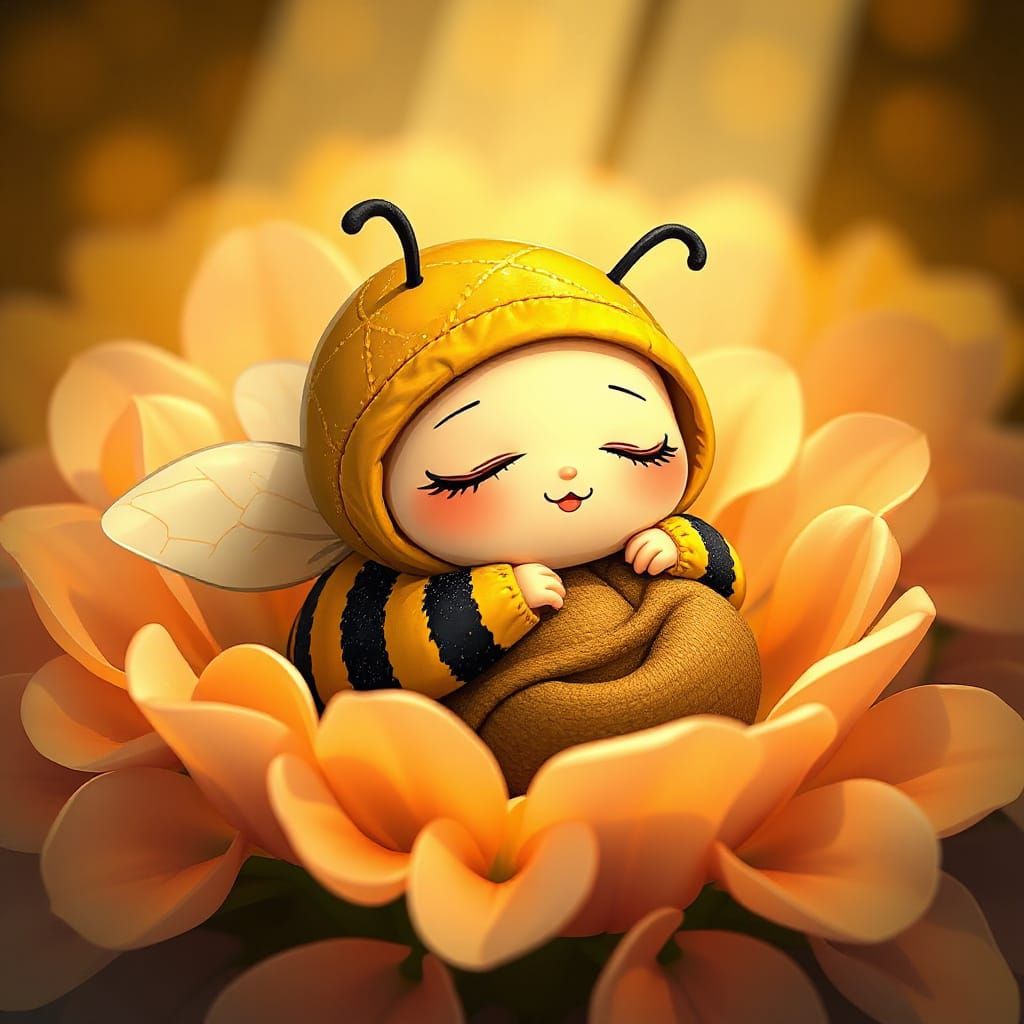 Sleepy Bubblebee in Whimsical Digital Art Style