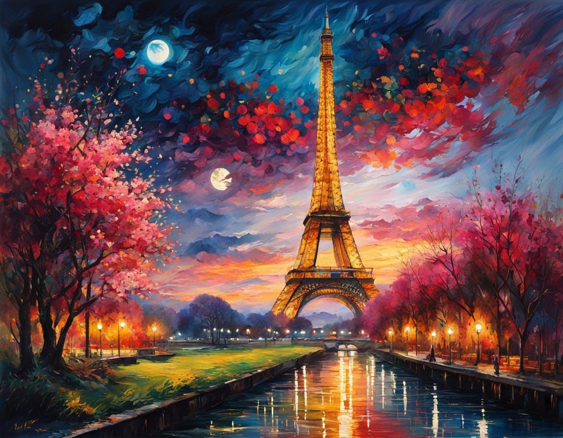 Cherry Blossom Magic: Lunar Parisian Charm